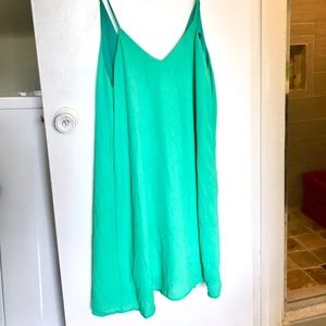 Green spaghetti strap dress
